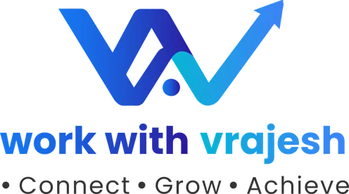 Work With Vrajesh logo. Connect, Grow, Achieve